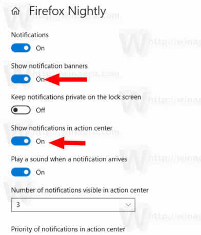 Configuración de cambio de notificación de Firefox