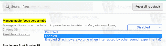 Chrome Omogoči Upravljanje fokusa zavihka zvoka 