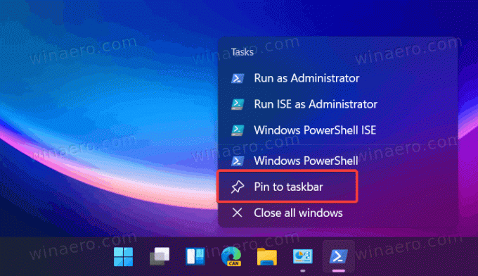 Pievienojiet PowerShell operētājsistēmas Windows 11 uzdevumjoslai