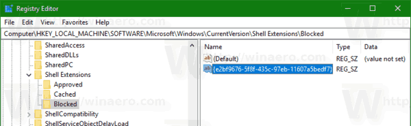 Fjern Del-kontekstmenu Windows 10