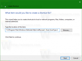 Vytvořte zástupce pro úplné skenování programu Windows Defender v systému Windows 10