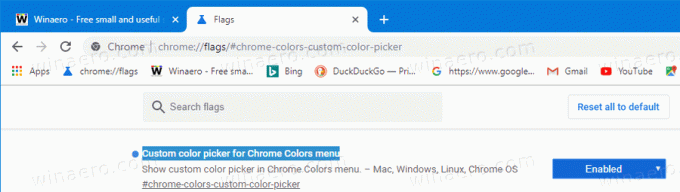 „Chrome“ Įgalinti „Chrome“ tinkintą spalvų rinkiklį