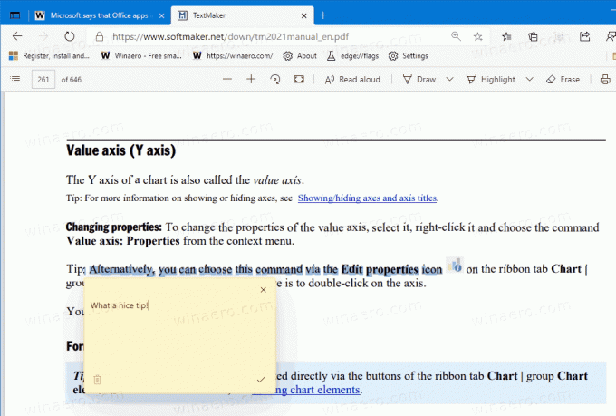 Edge Enter Comment Text לבחירת PDF