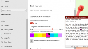 Изменить цвет индикатора текстового курсора в Windows 10