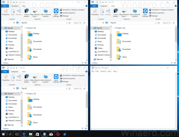 Windows 10 แสดง Windows เคียงข้างกัน 