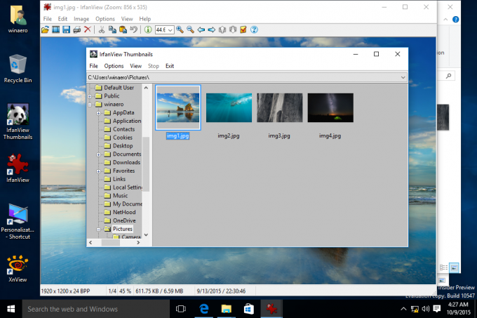 IrfanView الصور المصغرة في نظام التشغيل Windows 10