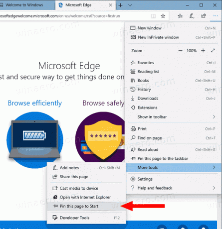Windows 10 Edge HTML Pin stranica za početak
