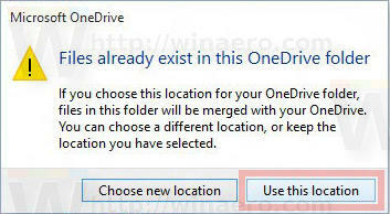 OneDriveはこの場所を使用します
