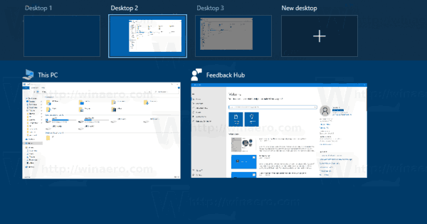 Windows 10 uzdevumu skata virtuālās darbvirsmas