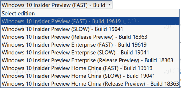 Imagens Iso oficiais do Windows 10 Build 19619
