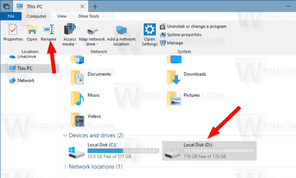 Windows 10 შეცვალე დისკის ლეიბლი ამ კომპიუტერზე 1