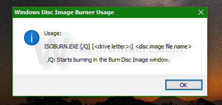 Arzător de imagini de disc Windows 10