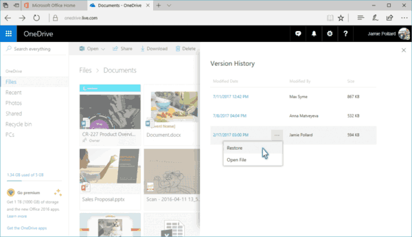 OneDrive संस्करण इतिहास का विस्तार 3 1024x588