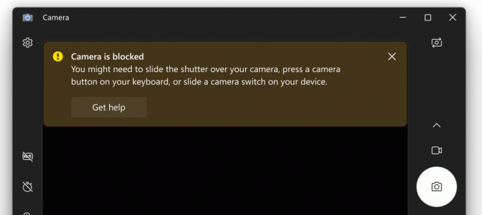 Otturatore per la privacy dell'app Fotocamera di Windows 11