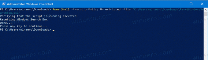 Windows 10 Επαναφέρετε το σενάριο Powershell Search Windows