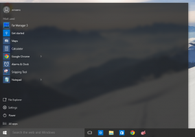 Windows 10:n Käynnistä-valikon koon muuttaminen yhdeksi sarakkeeksi