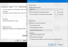 Désactiver le redémarrage automatique BSOD dans Windows 10