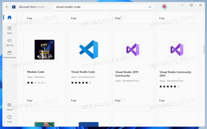 Visual Studio na Microsoft Store no Windows 11