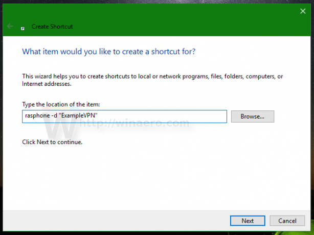 Windows 10 anslut till VPN-genväg