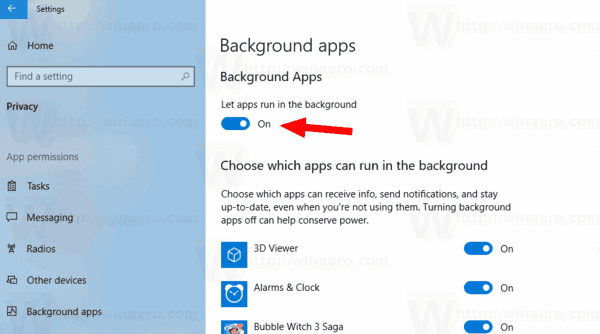 Windows 10 correggi le app in background