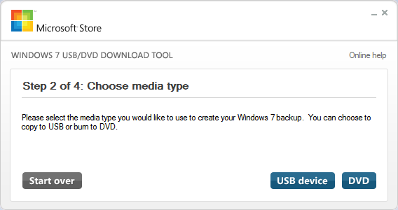 เครื่องมือดาวน์โหลด Windows 7 USB DVD 2