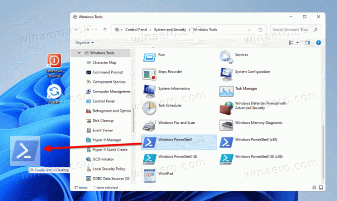 Windows 11 Ustvari bližnjico na namizju PowerShell