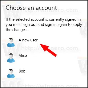 Elenco degli account di accesso assegnati per l'installazione di Windows 10