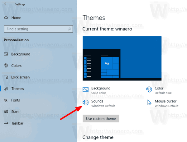 Windows 10 isikupärastamise helide ikoon