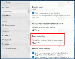 Abilita la chiave dello schermo di stampa per avviare la cattura dello schermo in Windows 10