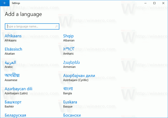 Luettelo käytettävissä olevista kielistä