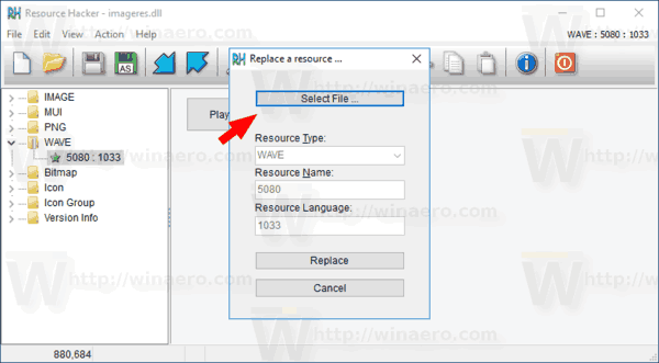 Windows 10 Reshacker [ファイルの選択]ボタン