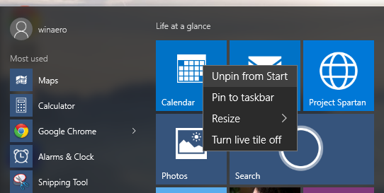 a Windows 10 rögzítésének feloldása az elejétől
