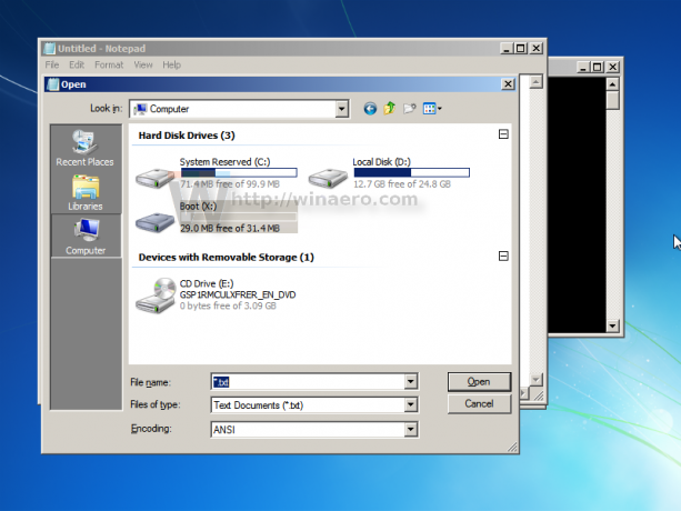 Блокнот Windows 7 найти букву диска