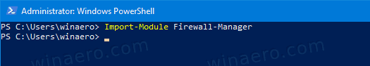 Windows 10 นำเข้าโมดูล Firewall Manager