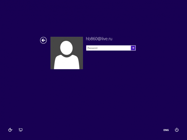 Tela de login do Windows 8.1 com uma conta da Microsoft