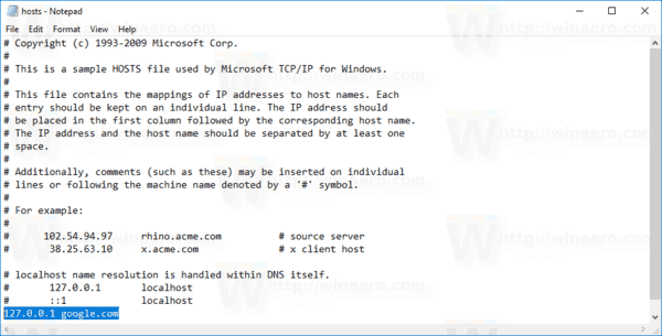Windows 10 Modifica file host