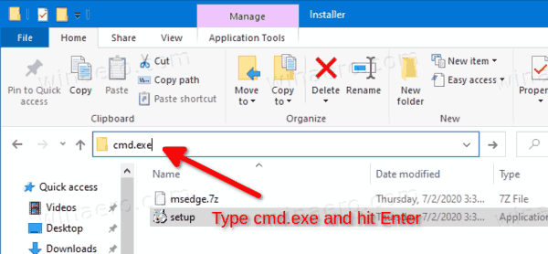 Deschideți promptul de comandă din File Explorer
