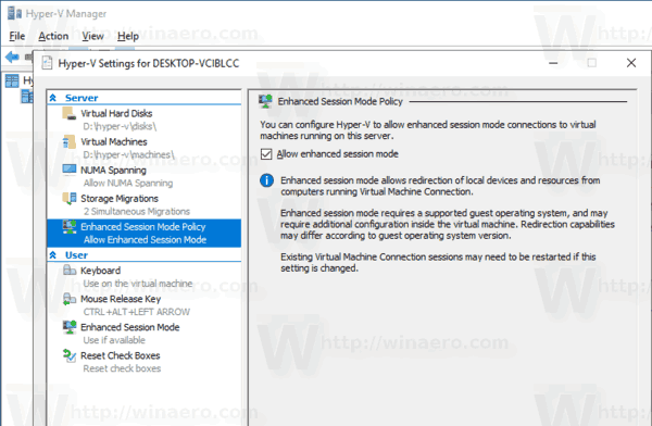 Windows 10 HyperV拡張セッション