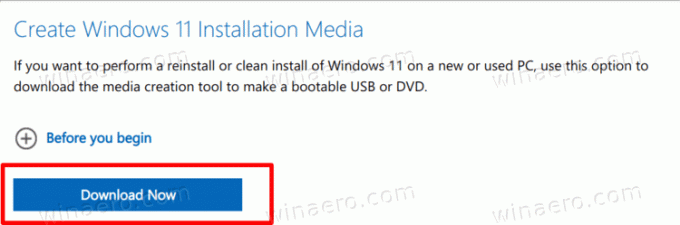 Windows 11 Prenesite orodje za ustvarjanje medijev