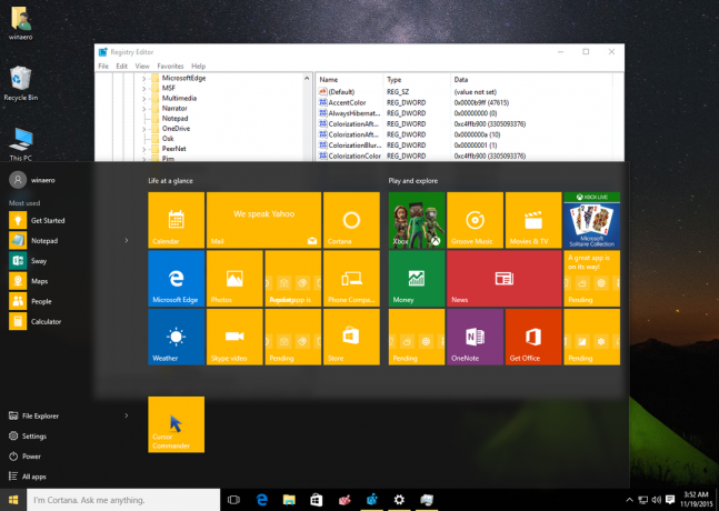 „Windows 10“ spalvotos pavadinimo juostos, tamsios užduočių juostos 2