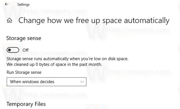 Windows 10 Esegui automaticamente il senso di archiviazione Pic1