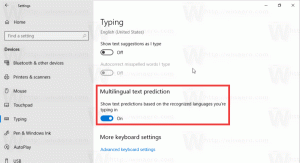 Povoliť alebo zakázať viacjazyčné predpovedanie textu v systéme Windows 10