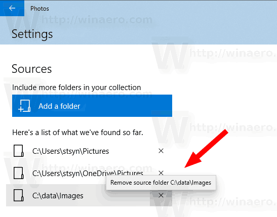 Fotos de Windows 10 Eliminar carpeta 