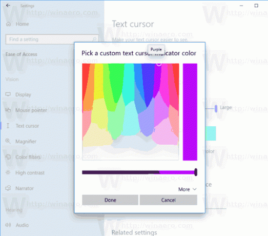 Колір текстового індикатора Windows 10 Набір користувацького кольору 2
