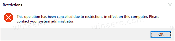 Диалог запуска Windows 10 отключен