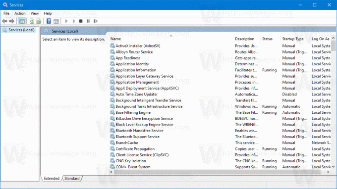 Szolgáltatások Windows 10 rendszerben 