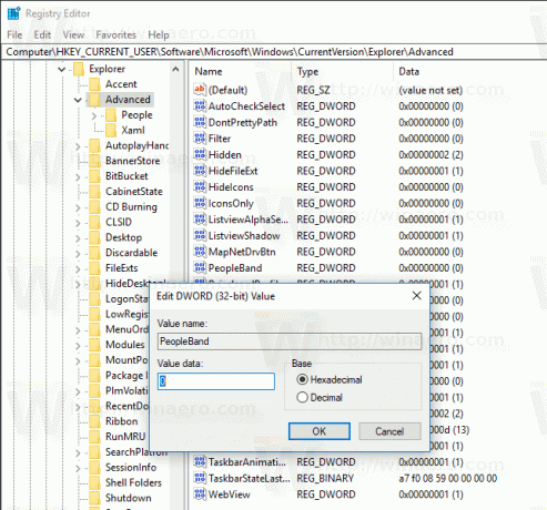 Hinzufügen oder Entfernen von Personensymbolen in der Taskleiste in Windows 10