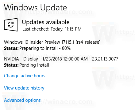 A Windows 10 Build 17115 frissítés folyamata