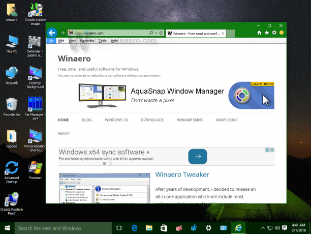 Bilah menu Windows 10 Internet Explorer