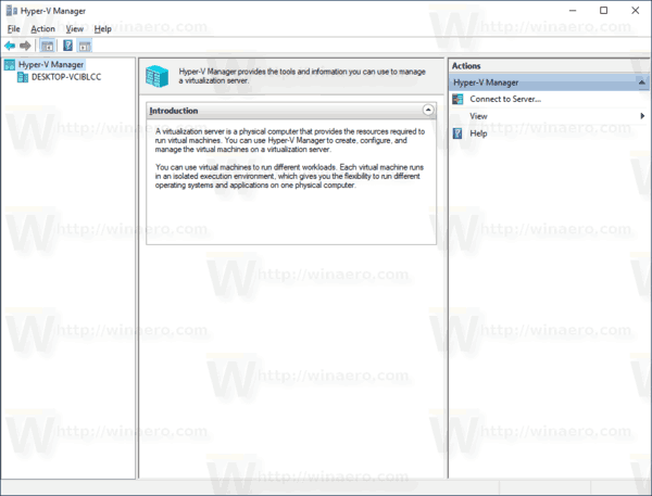 विंडोज 10 हाइपरवी मैनेजर